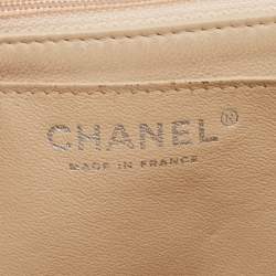Pre Owned Chanel Beige Quilted Caviar Leather Jumbo Classic Single Flap Bag