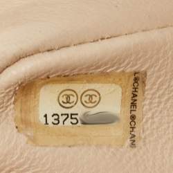Pre Owned Chanel Beige Quilted Caviar Leather Jumbo Classic Single Flap Bag