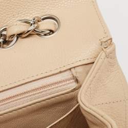 Pre Owned Chanel Beige Quilted Caviar Leather Jumbo Classic Single Flap Bag