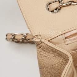 Pre Owned Chanel Beige Quilted Caviar Leather Jumbo Classic Single Flap Bag