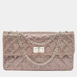 Chanel Silver Quilted Glitter Fabric Reissue Flap Bag