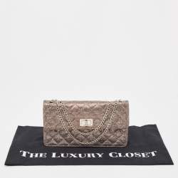 Chanel Silver Quilted Glitter Fabric Reissue Flap Bag
