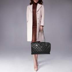 Pre Owned Chanel Black Quilted Caviar Leather French Riviera Tote