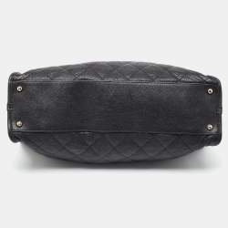 Pre Owned Chanel Black Quilted Caviar Leather French Riviera Tote
