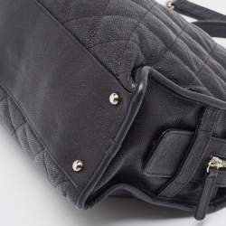 Pre Owned Chanel Black Quilted Caviar Leather French Riviera Tote