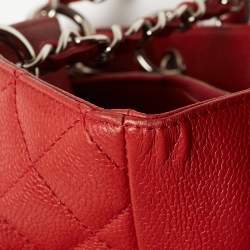 Pre Owned Chanel Red Quilted Caviar Leather Grand Shopper Tote