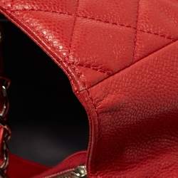 Pre Owned Chanel Red Quilted Caviar Leather Grand Shopper Tote