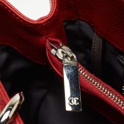 Pre Owned Chanel Red Quilted Caviar Leather Grand Shopper Tote