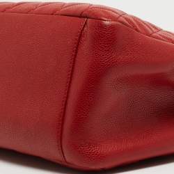 Pre Owned Chanel Red Quilted Caviar Leather Grand Shopper Tote