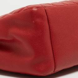 Pre Owned Chanel Red Quilted Caviar Leather Grand Shopper Tote
