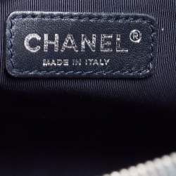 Pre Owned Chanel Blue Perforated Leather And Fabric Jumbo Easy Flap Bag