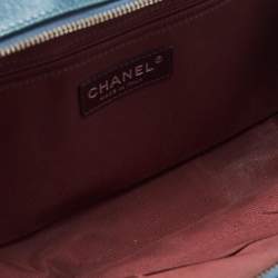 Pre Owned Chanel Teal Blue Quilted Leather Coco Boy Camera Case Bag