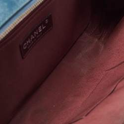 Pre Owned Chanel Teal Blue Quilted Leather Coco Boy Camera Case Bag