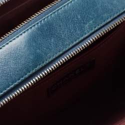 Pre Owned Chanel Teal Blue Quilted Leather Coco Boy Camera Case Bag