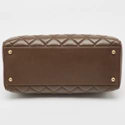 Pre Owned Chanel Dark Brown Quilted Leather Perfect Edge Tote