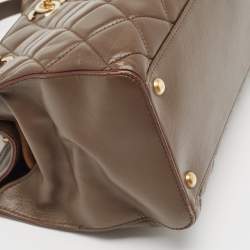 Pre Owned Chanel Dark Brown Quilted Leather Perfect Edge Tote