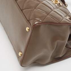 Pre Owned Chanel Dark Brown Quilted Leather Perfect Edge Tote