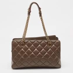 Pre Owned Chanel Dark Brown Quilted Leather Perfect Edge Tote