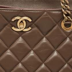 Pre Owned Chanel Dark Brown Quilted Leather Perfect Edge Tote