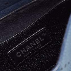 Pre Owned Chanel Blue Quilted Caviar Perforated Leather Crossbody Bag