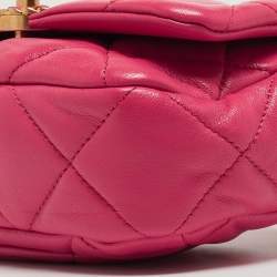 Pre Owned Chanel Pink Quilted Leather CC 19 Waist Bag