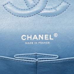 Pre Owned Chanel Blue Quilted Caviar Leather Medium Classic Double Flap Bag