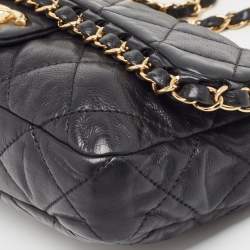 Pre Owned Chanel Black Quilted Leather Chain Me Flap Bag