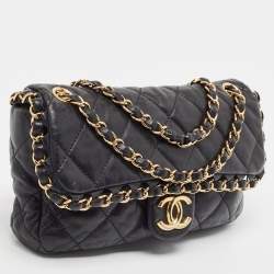 Pre Owned Chanel Black Quilted Leather Chain Me Flap Bag