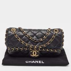 Pre Owned Chanel Black Quilted Leather Chain Me Flap Bag