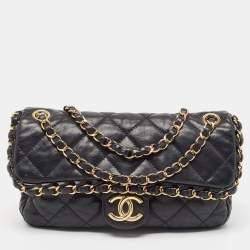 Pre Owned Chanel Black Quilted Leather Chain Me Flap Bag