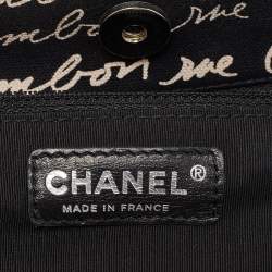 Pre Owned Chanel Black/White Printed Canvas Chain Link Tote 