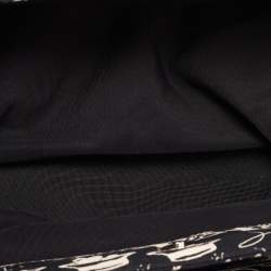 Pre Owned Chanel Black/White Printed Canvas Chain Link Tote 