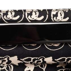 Pre Owned Chanel Black/White Printed Canvas Chain Link Tote 