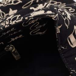 Pre Owned Chanel Black/White Printed Canvas Chain Link Tote 