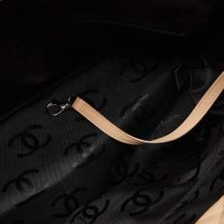 Pre Owned Chanel Beige/Black Quilted Leather Large Ligne Cambon Tote 