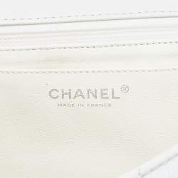 Pre Owned Chanel White Quilted Caviar Leather Maxi Vintage Classic Single Flap Bag