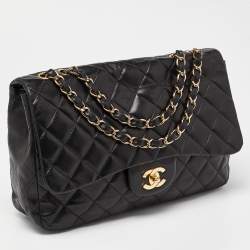 Chanel Black Quilted Leather Jumbo Classic Single Flap Bag