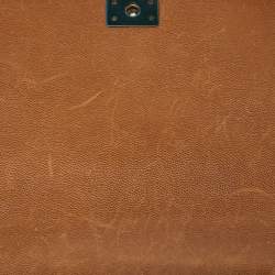 Pre Owned Chanel Brown Quilted Caviar Leather Large Boy Flap Bag