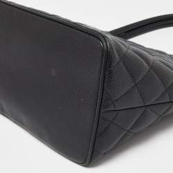 Pre Owned Chanel Black Quilted Caviar Leather Medallion Bag