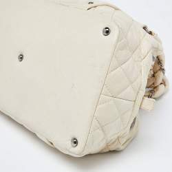Pre Owned Chanel Beige Quilted Leather Lady Braid Bowler Bag