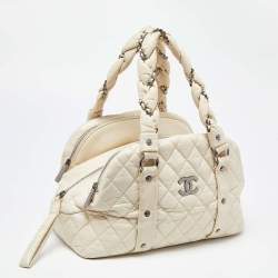 Pre Owned Chanel Beige Quilted Leather Lady Braid Bowler Bag