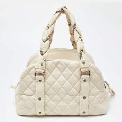 Pre Owned Chanel Beige Quilted Leather Lady Braid Bowler Bag