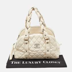 Pre Owned Chanel Beige Quilted Leather Lady Braid Bowler Bag