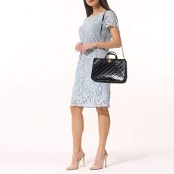 Pre Owned Chanel Black Quilted Leather Small Straight-Lined Shopper Tote