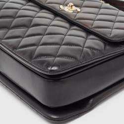 Pre Owned Chanel Black Quilted Leather Large Trendy CC Top Handle Bag