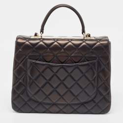 Pre Owned Chanel Black Quilted Leather Large Trendy CC Top Handle Bag