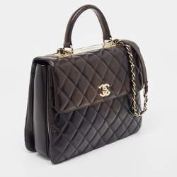 Pre Owned Chanel Black Quilted Leather Large Trendy CC Top Handle Bag