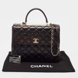 Pre Owned Chanel Black Quilted Leather Large Trendy CC Top Handle Bag