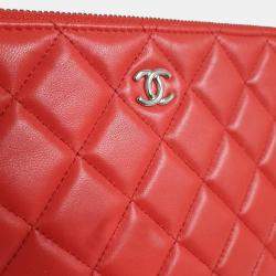 Chanel Red Lambskin Medium Clutch 