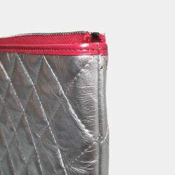 Chanel Silver Leather Gabrielle clutch